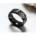 Latest design engraved titanium black rings,fashion stainless steel ring jewelry